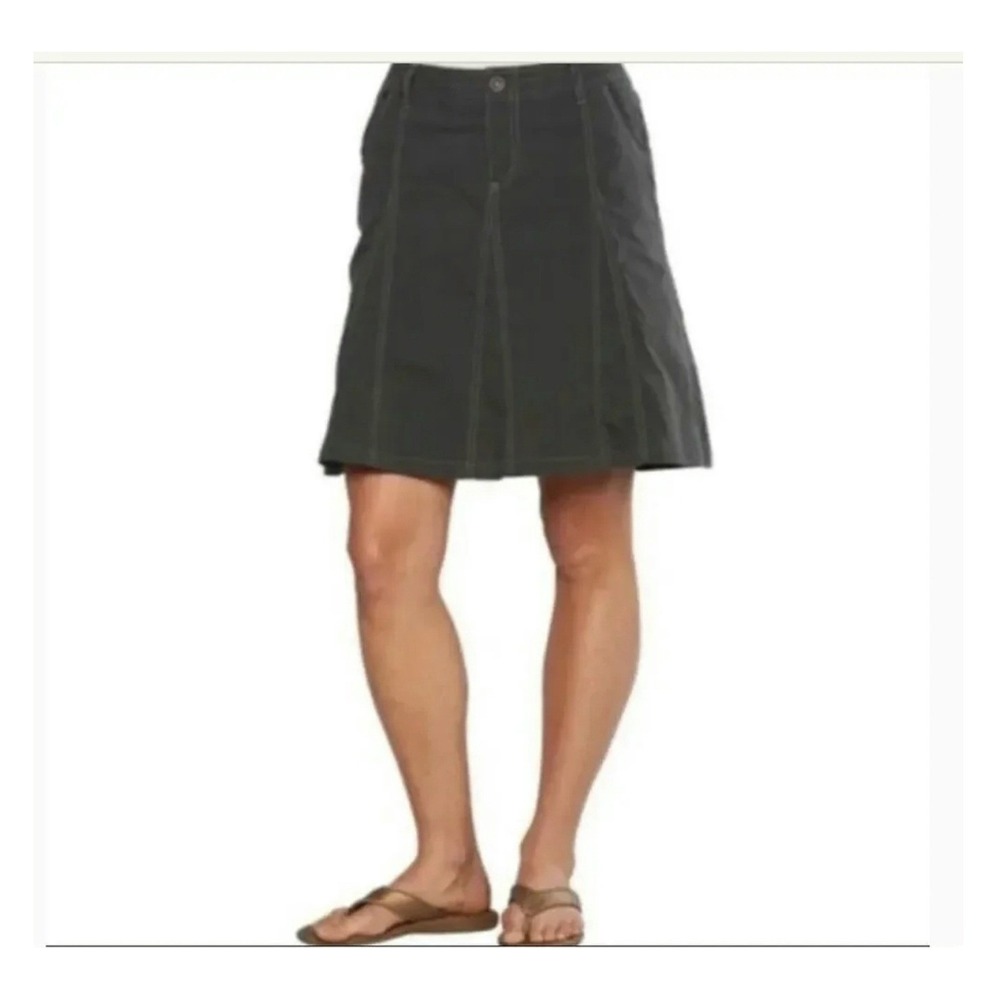 Kuhl Splash Hiking Cargo Skirt A-Line Womens Sz 12 Gray Zip Fly Knee Length